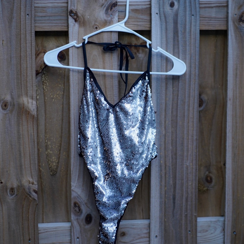 Silver sparkle sequin leotard